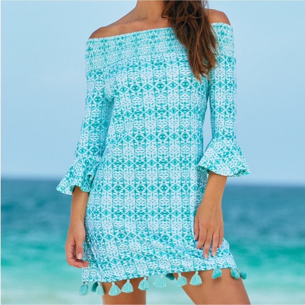 Cabana Life Sunshine Shores Off the Shoulder Dress Sz 3X